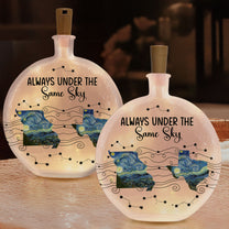 Long Distance Couple Friends Siblings Daughter - Custom Multi States - Personalized Round Flat Bottle Light