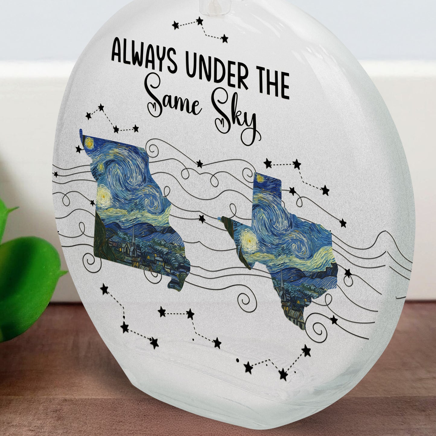 Long Distance Couple Friends Siblings Daughter - Custom Multi States - Personalized Round Flat Bottle Light