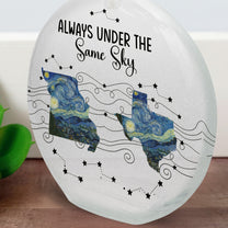 Long Distance Couple Friends Siblings Daughter - Custom Multi States - Personalized Round Flat Bottle Light