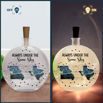 Long Distance Couple Friends Siblings Daughter - Custom Multi States - Personalized Round Flat Bottle Light