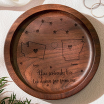 Long Distance Custom State To State For Friends, Couples, Family - Personalized Wood Ring Dish