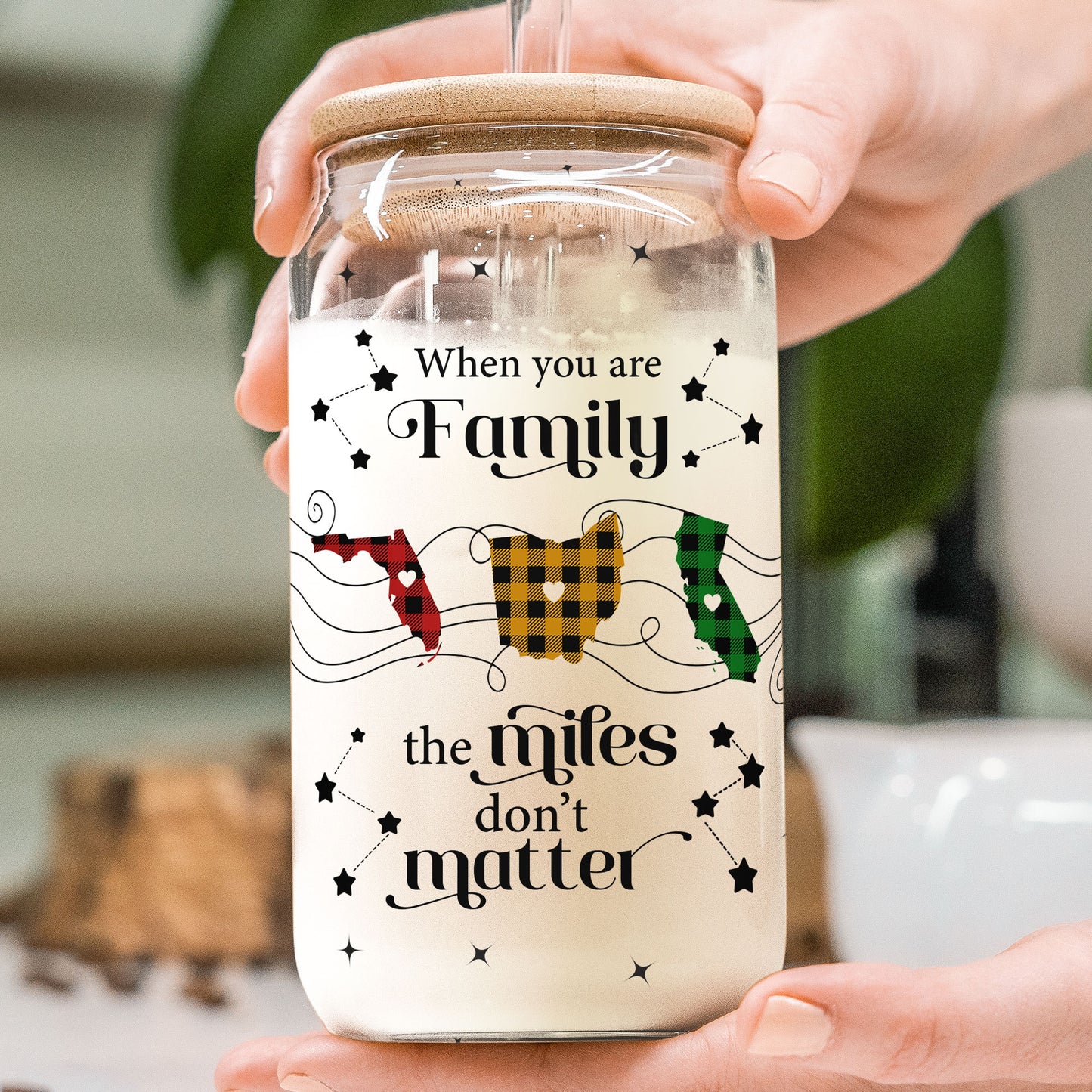 Long Distance Family 2024 - Personalized Clear Glass Cup