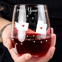 Long Distance Family Friends Siblings Daughter - Custom Multi States - Personalized Stemless Wine Glass