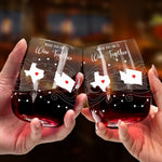 Long Distance Family Friends Siblings Daughter - Custom Multi States - Personalized Stemless Wine Glass - Gift For Friend