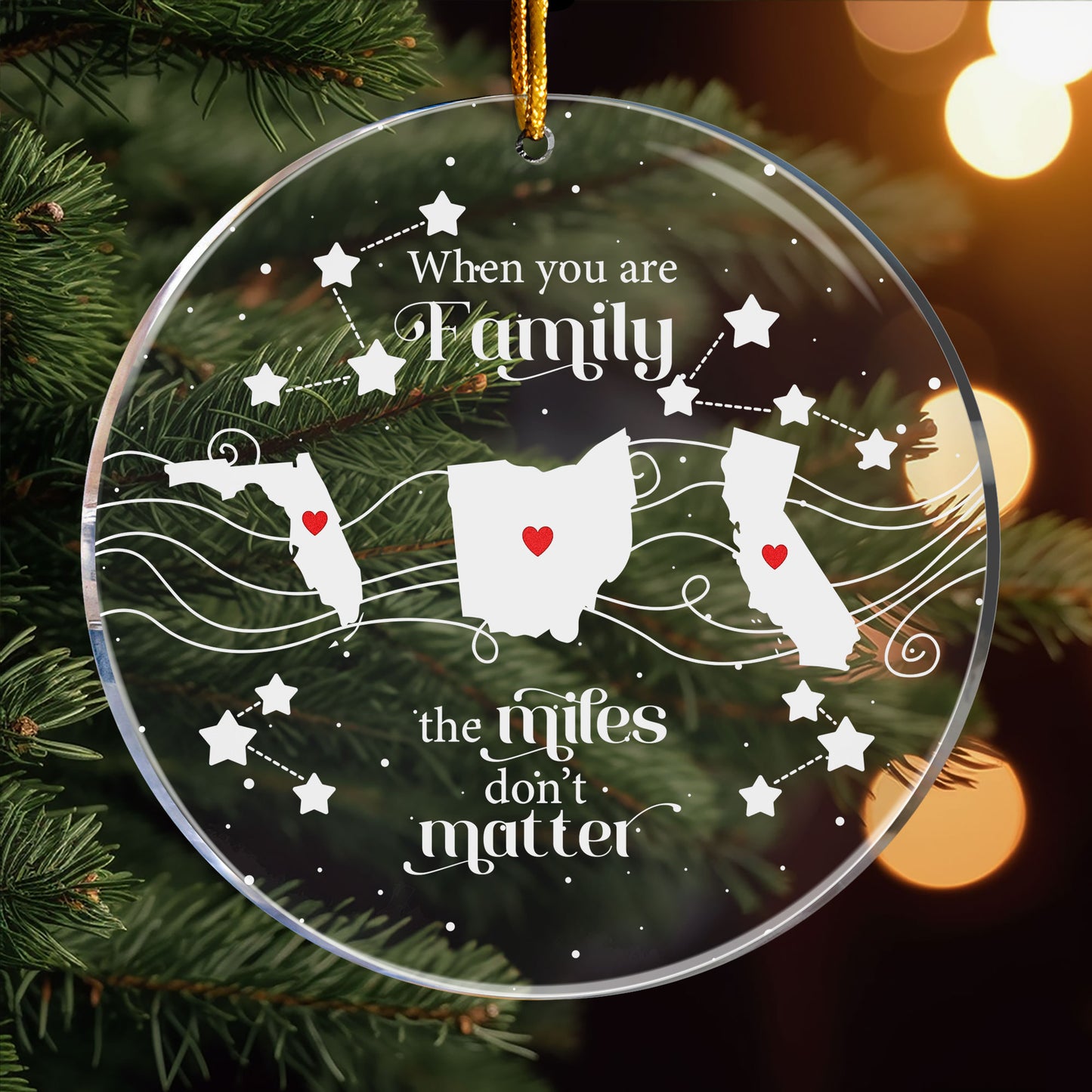 Long Distance Family Friends Siblings - Personalized Acrylic Ornament