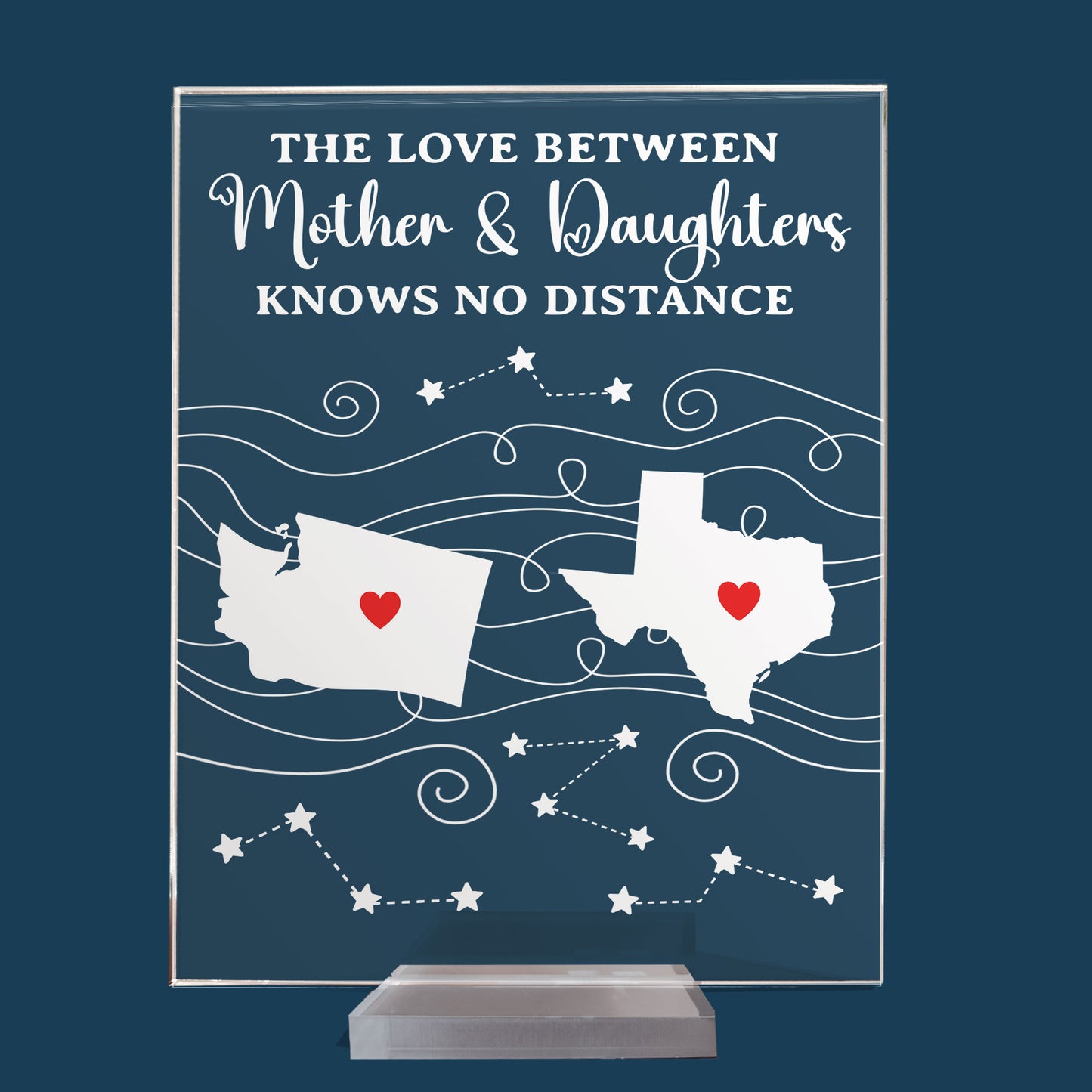 Long Distance Gift - Custom States - Gifts For Family, Mother Daughter, Couples, Friends - Personalized Acrylic Plaque