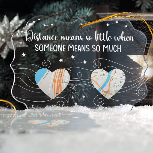 Long Distance Gifts For Family, Friends, Couples - Custom Multi Maps - Personalized Acrylic Ornament