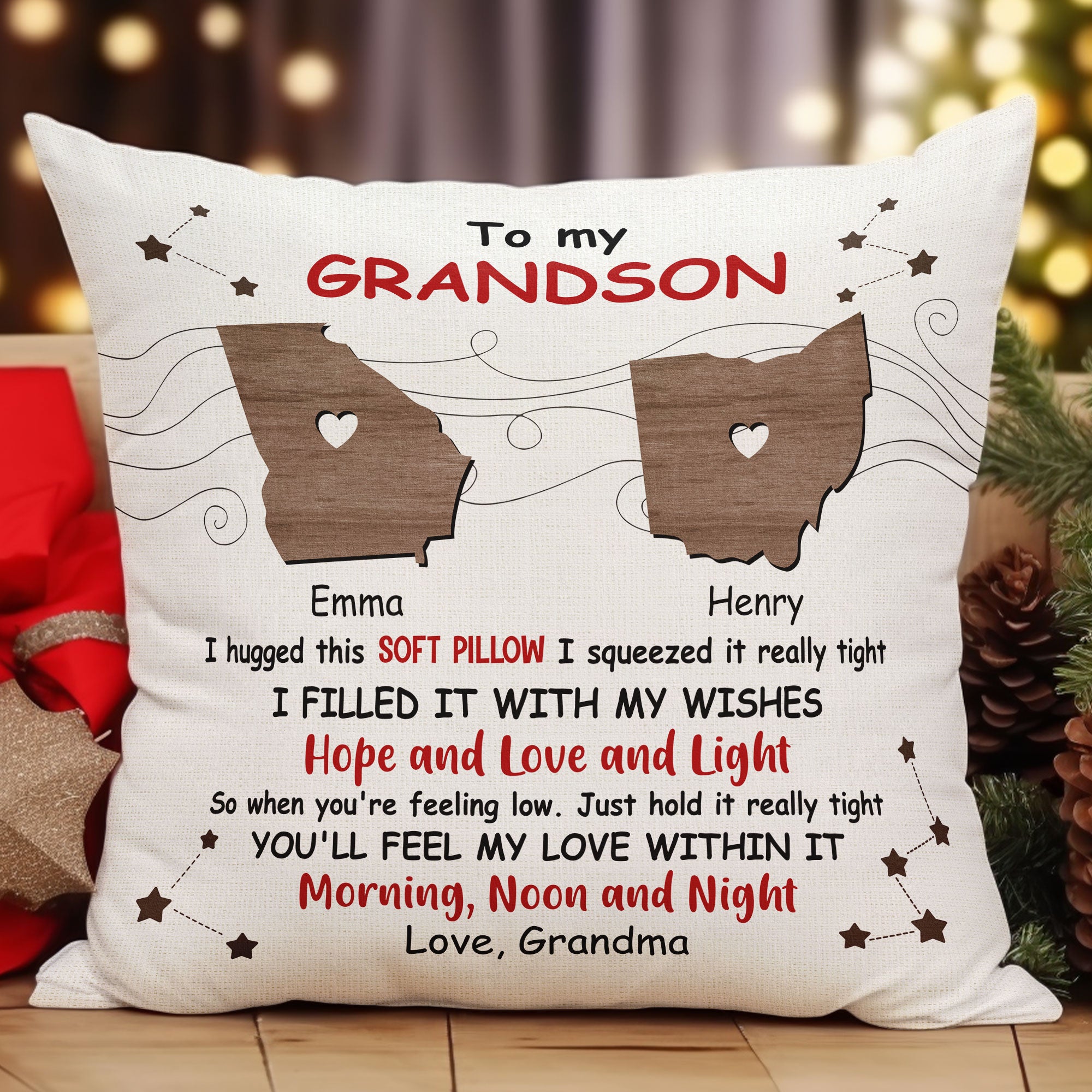 Long Distance Grandparent & Grandkids - Personalized Pillow (Insert Included)