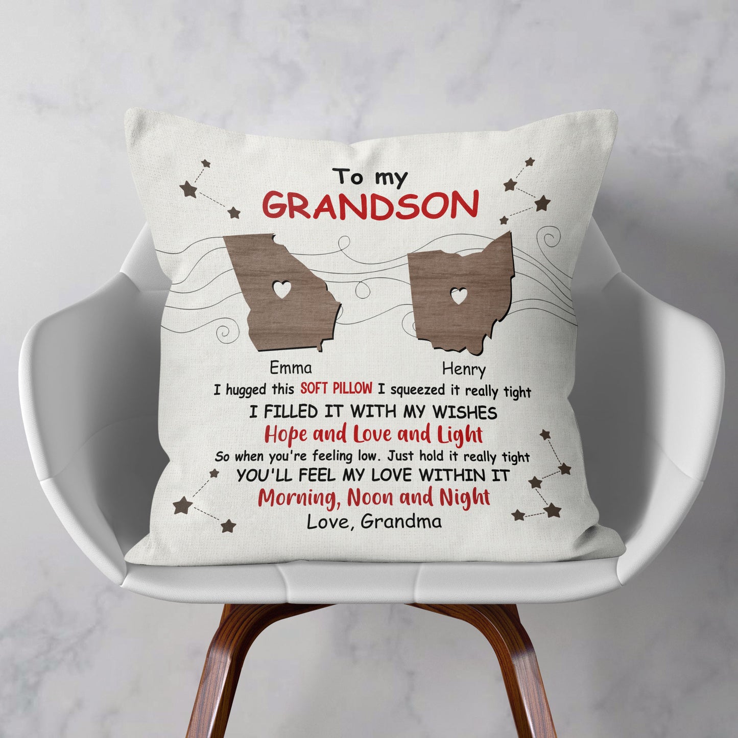 Long Distance Grandparent & Grandkids - Personalized Pillow (Insert Included)