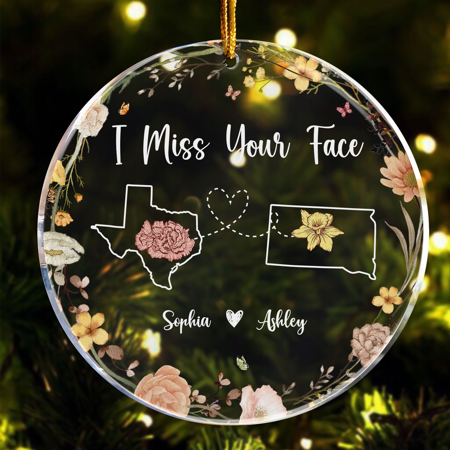 Long Distance I Miss Your Face - Personalized Acrylic Ornament