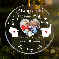 Long Distance Miles Apart Close At Heart - Personalized Acrylic Photo Ornament