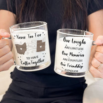 Long Distance Never Too Far To Have Coffee Together - Personalized Glass Mug