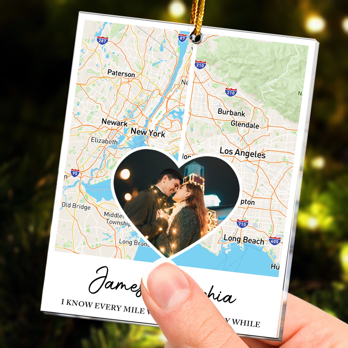 Long Distance Relationship Couple Gift - Personalized Acrylic Photo Ornament