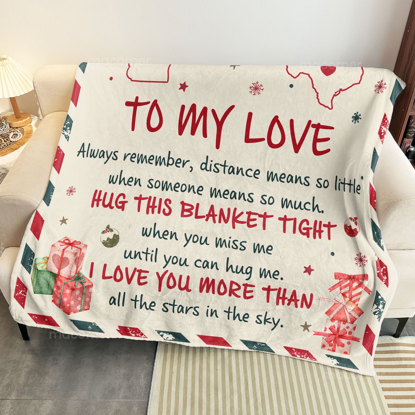 Long Distance Relationship Couple - Personalized Photo Blanket