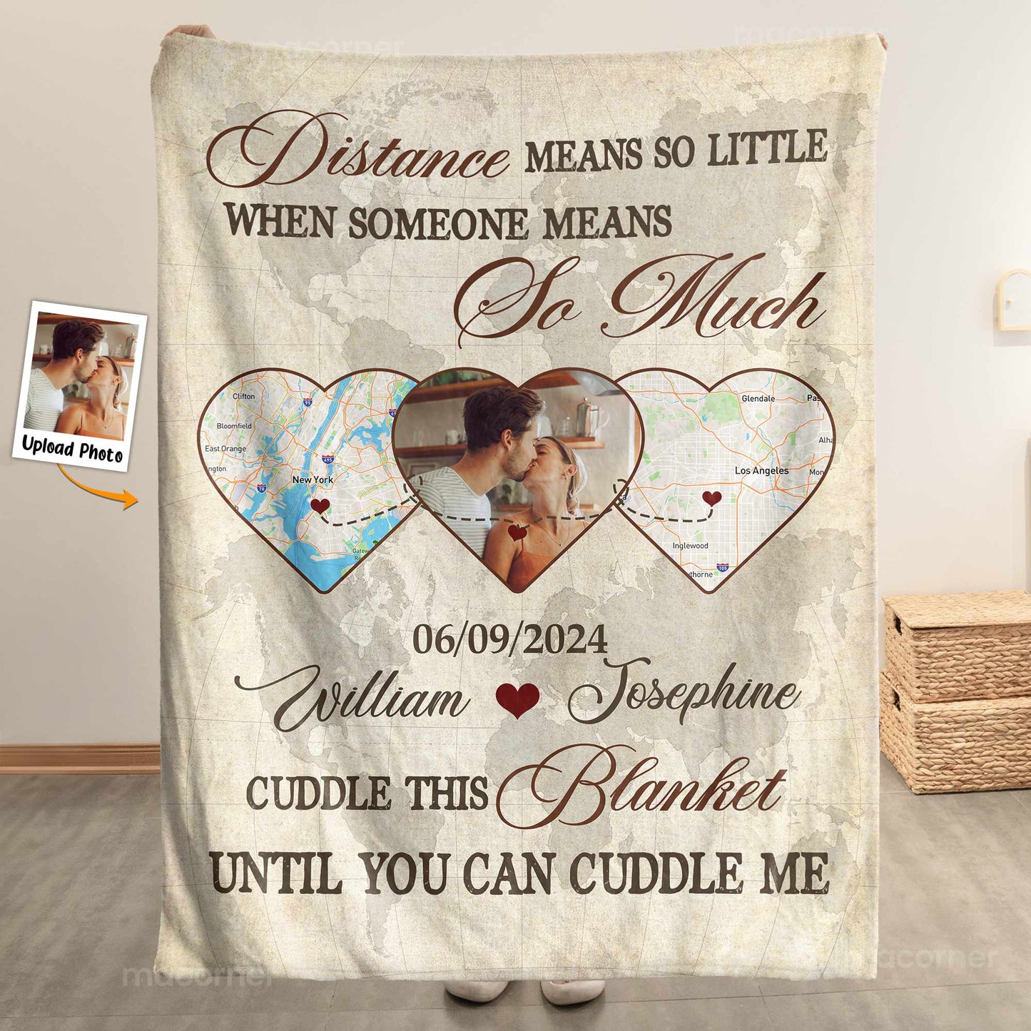 Long Distance Relationship Cuddle This Blanket - Personalized Photo Blanket