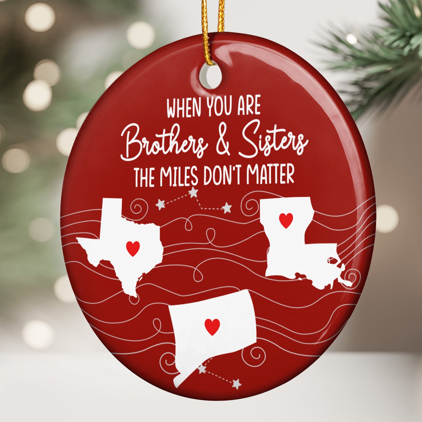 Long Distance Relationship For Family, Siblings, Couple, Friends - Personalized Ceramic Ornament