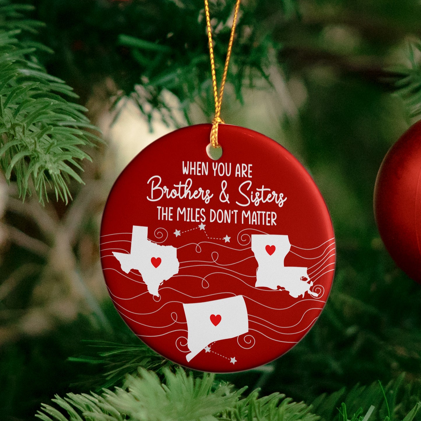 Long Distance Relationship For Family, Siblings, Couple, Friends - Personalized Ceramic Ornament