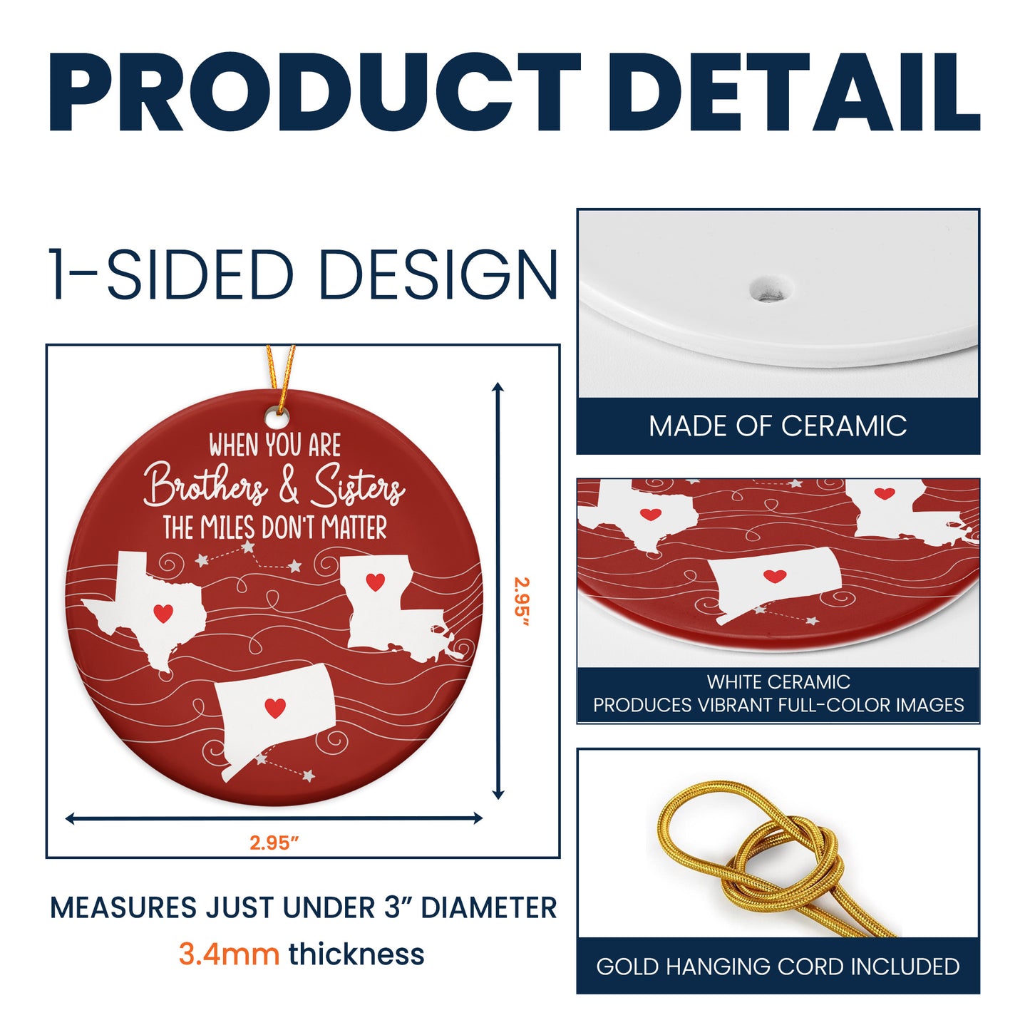 Long Distance Relationship For Family, Siblings, Couple, Friends - Personalized Ceramic Ornament