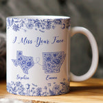 Long Distance Relationship I Miss You Toile De Jouy Custom States - Personalized Gift Set