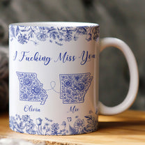 Long Distance Relationship I Miss You Toile De Jouy Custom States - Personalized Mug