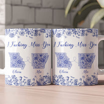 Long Distance Relationship I Miss You Toile De Jouy Custom States - Personalized Mug