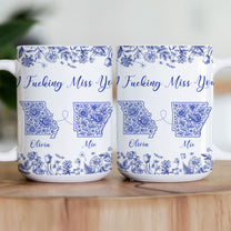 Long Distance Relationship I Miss You Toile De Jouy Custom States - Personalized Mug