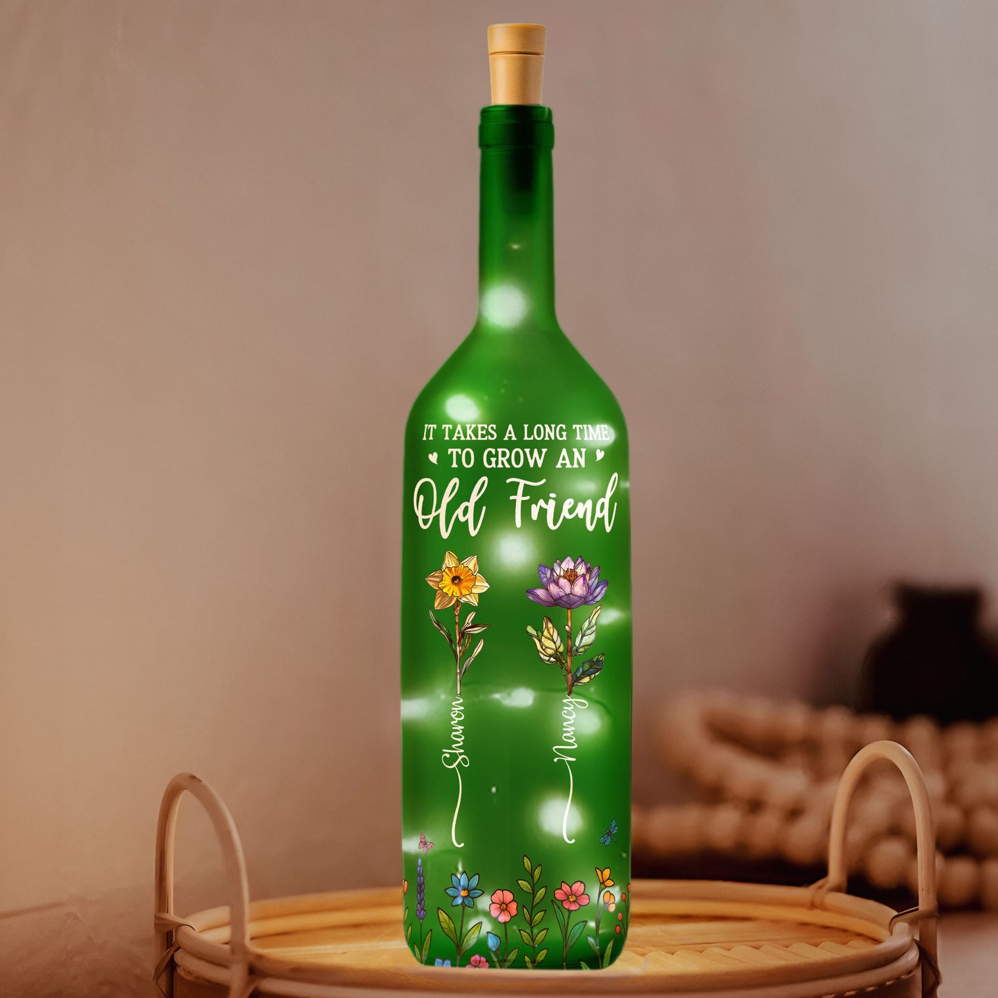 Long Time To Grow Old Friends - Personalized Bottle Lamp