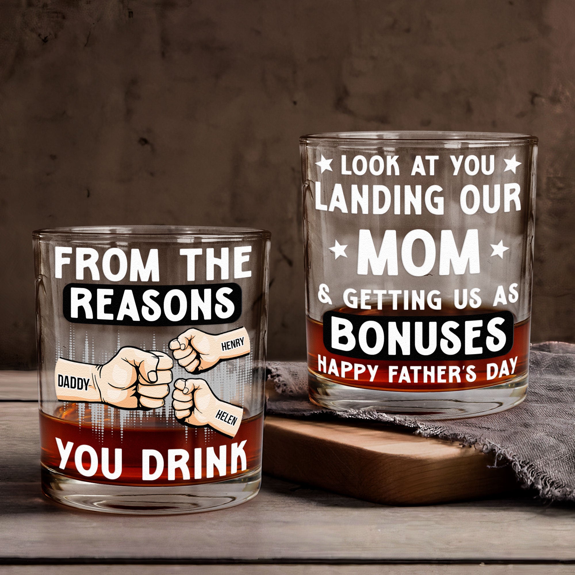 Look At You Landing Our Mom - Personalized Whiskey Glass