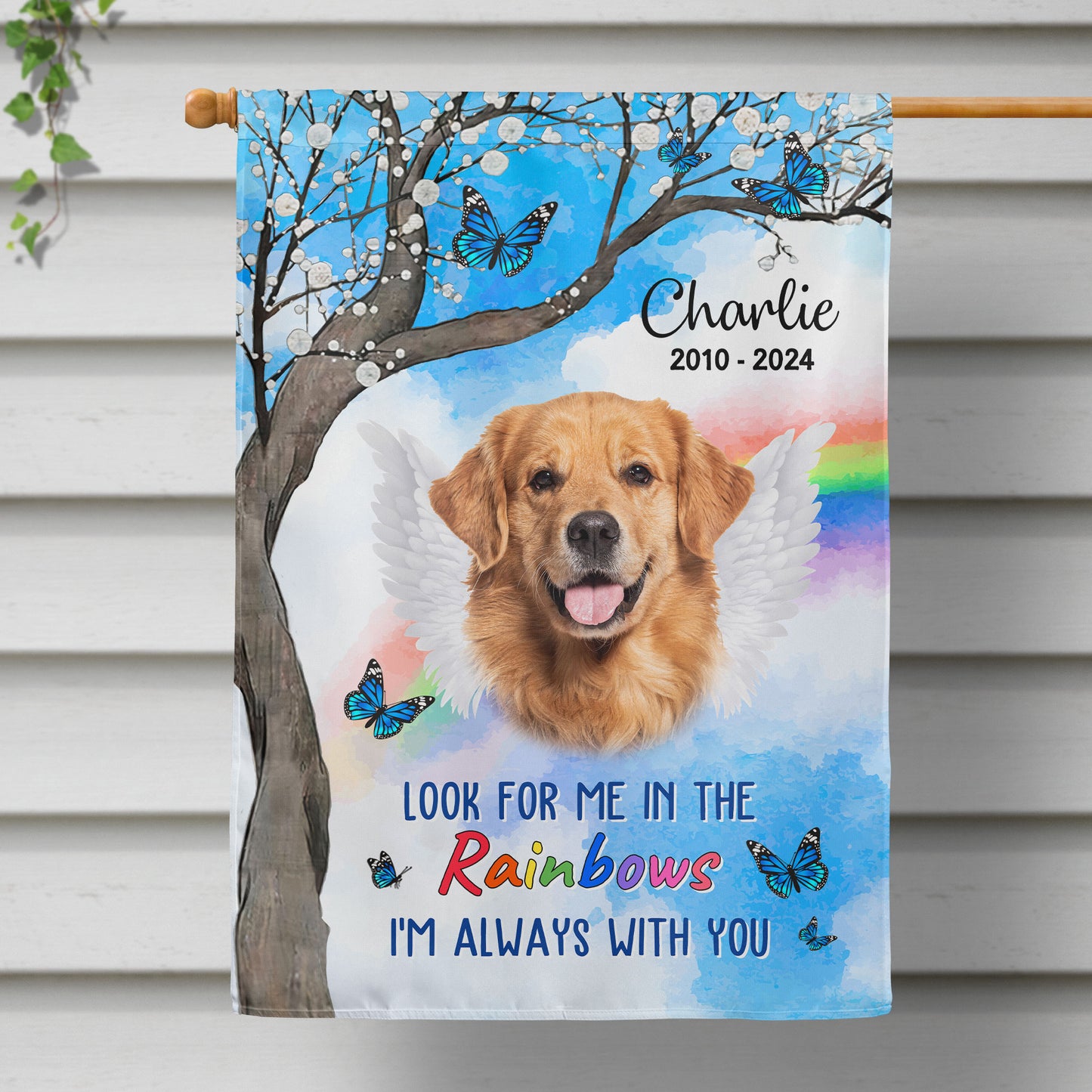 Look For Me In The Rainbows - Personalized Photo Flag