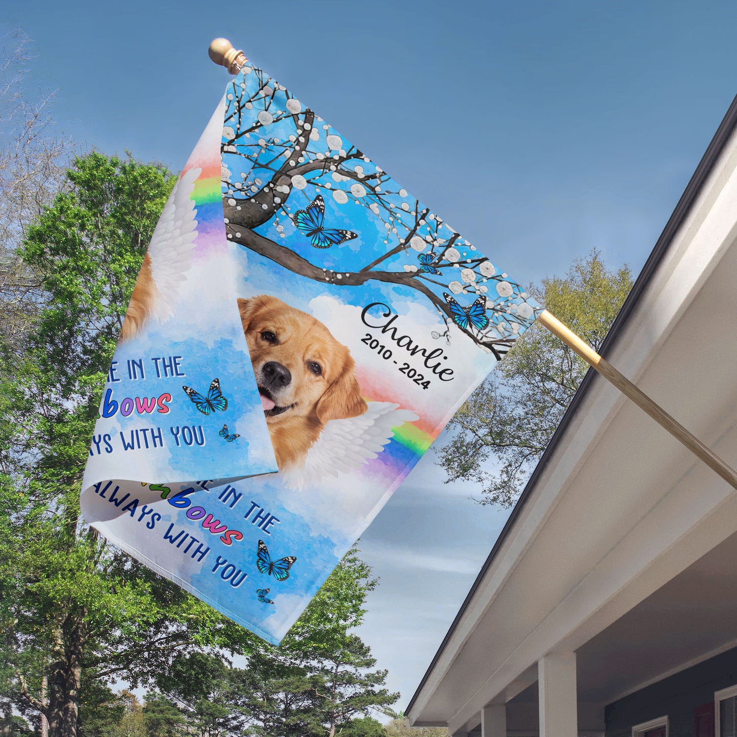 Look For Me In The Rainbows - Personalized Photo Flag