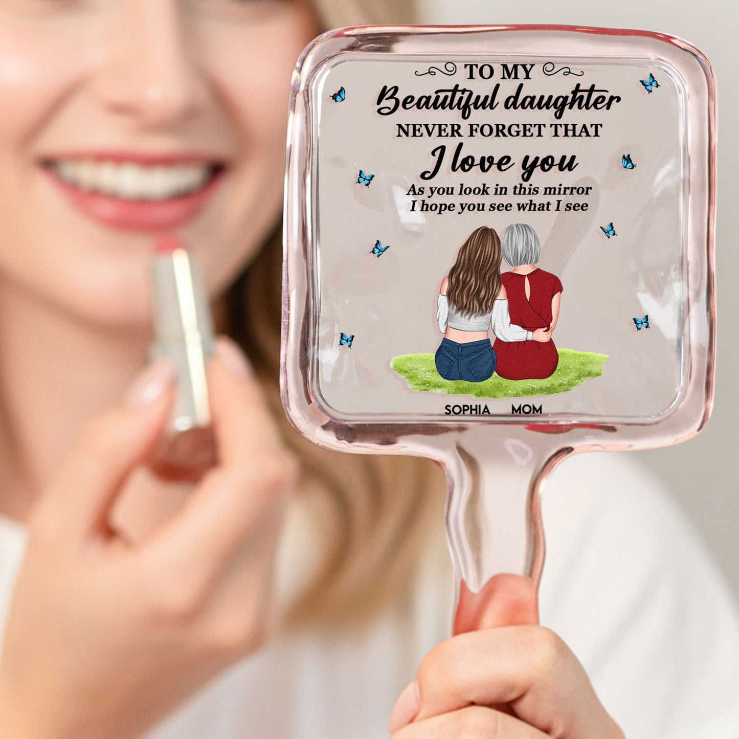 Look In This Mirror I Hope You See What I See - Personalized Handheld Mirror