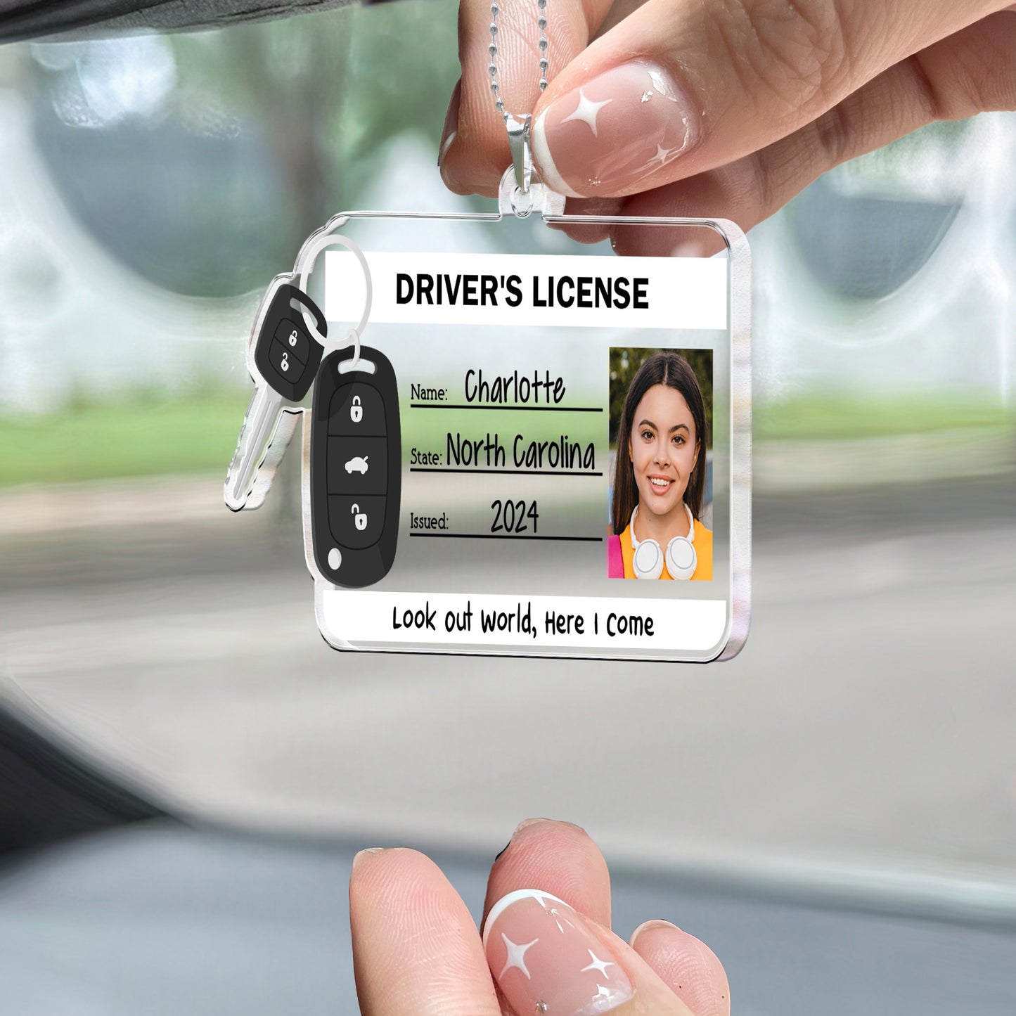 Look Out World, Here I Come - Personalized Photo Rear View Mirror Accessory