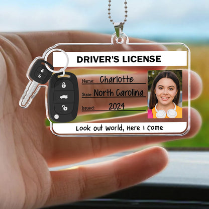 Look Out World, Here I Come - Personalized Photo Rear View Mirror Accessory