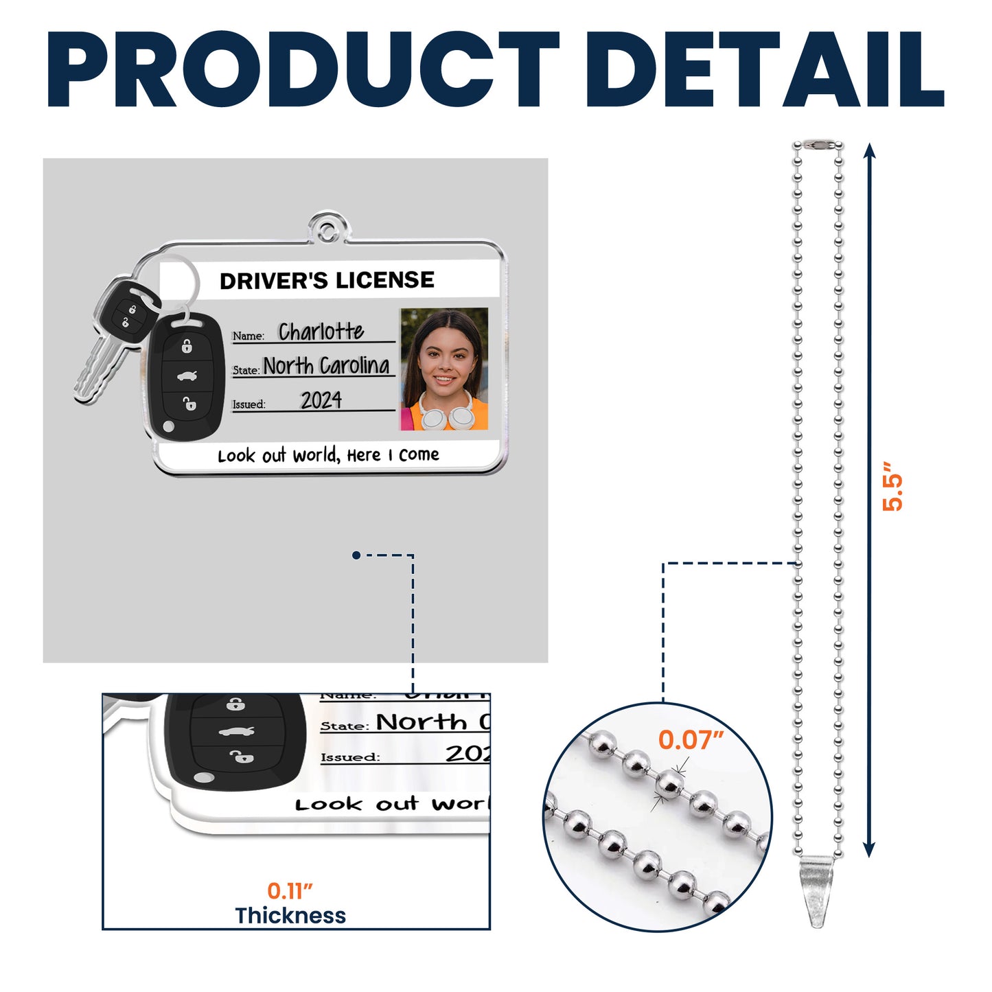 Look Out World, Here I Come - Personalized Photo Rear View Mirror Accessory