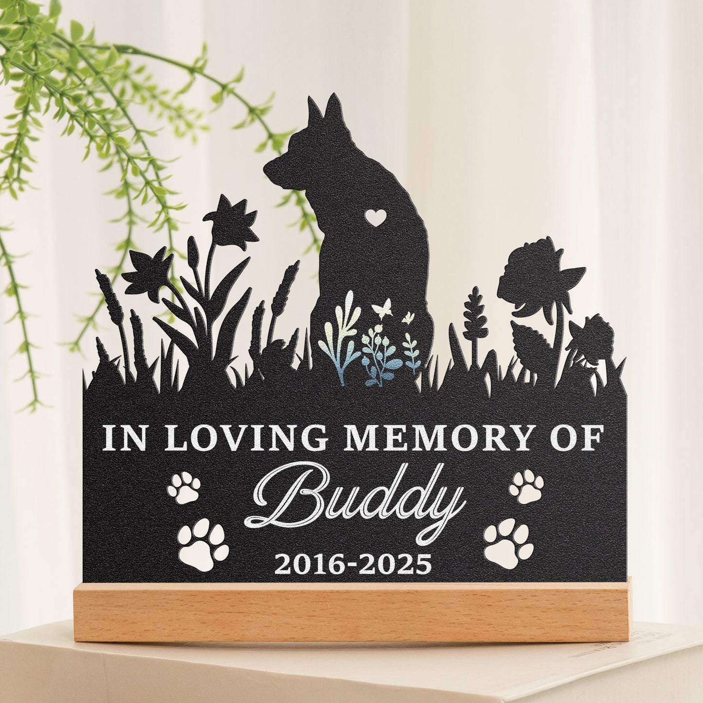 Loss Of Dog In Loving Memory - Personalized Metal Desk Silhouette Sculpture