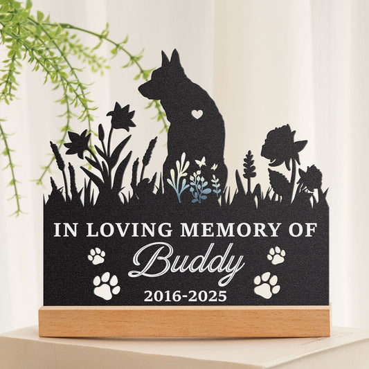 Loss Of Dog In Loving Memory - Personalized Metal Desk Silhouette Sculpture