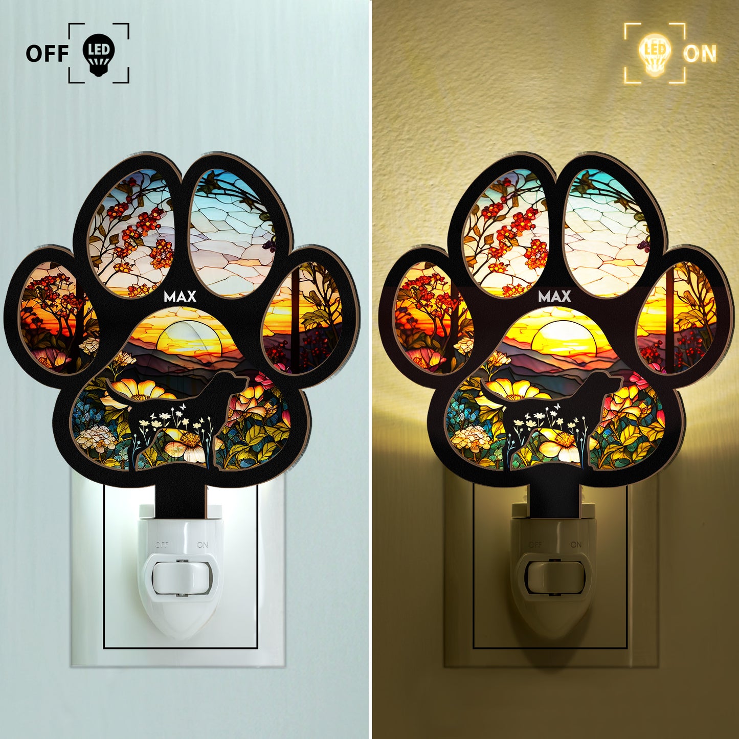 Loss Of Dog Memorial Gift For Dog Lovers - Personalized Wood And Acrylic Night Light