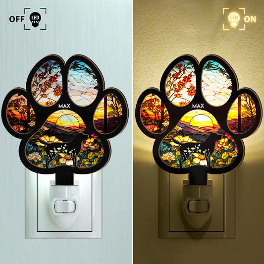 Loss Of Dog Memorial Gift For Dog Lovers - Personalized Wood And Acrylic Night Light
