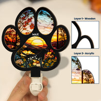 Loss Of Dog Memorial Gift For Dog Lovers - Personalized Wood And Acrylic Night Light