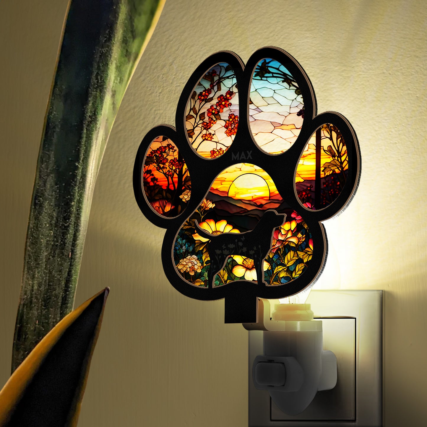 Loss Of Dog Memorial Gift For Dog Lovers - Personalized Wood And Acrylic Night Light