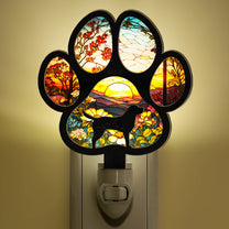 Loss Of Dog Memorial Gift For Dog Lovers - Personalized Wood And Acrylic Night Light