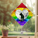 Loss Of Dog Silhouette - Personalized Acrylic Suncatcher With Crystal Ball Prism