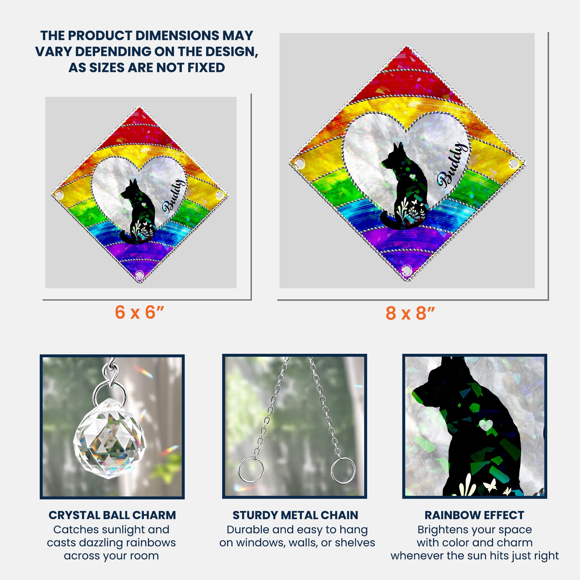 Loss Of Dog Silhouette - Personalized Acrylic Suncatcher With Crystal Ball Prism