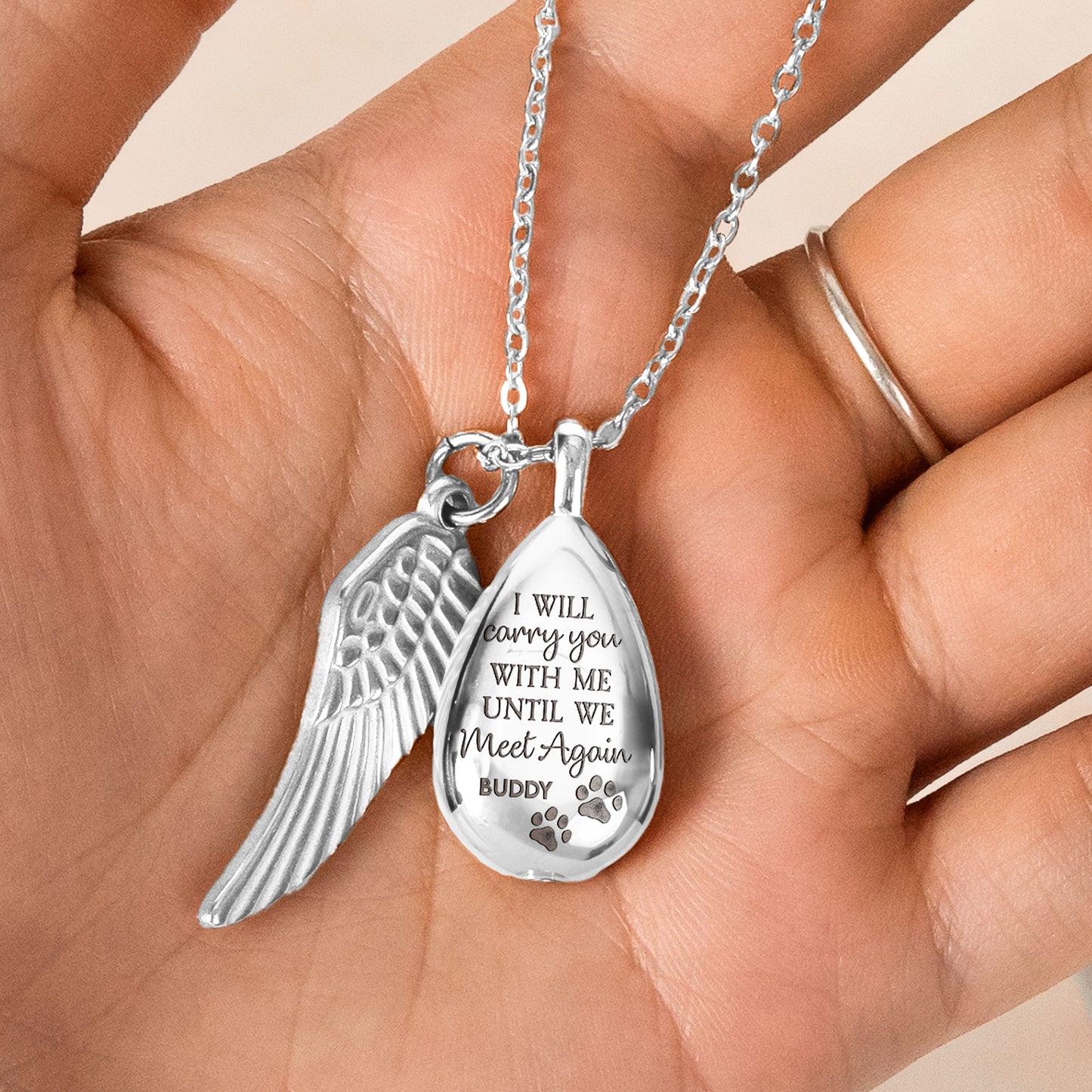 Loss Of Pet - I Will Carry You With Me - Personalized Urn Necklace