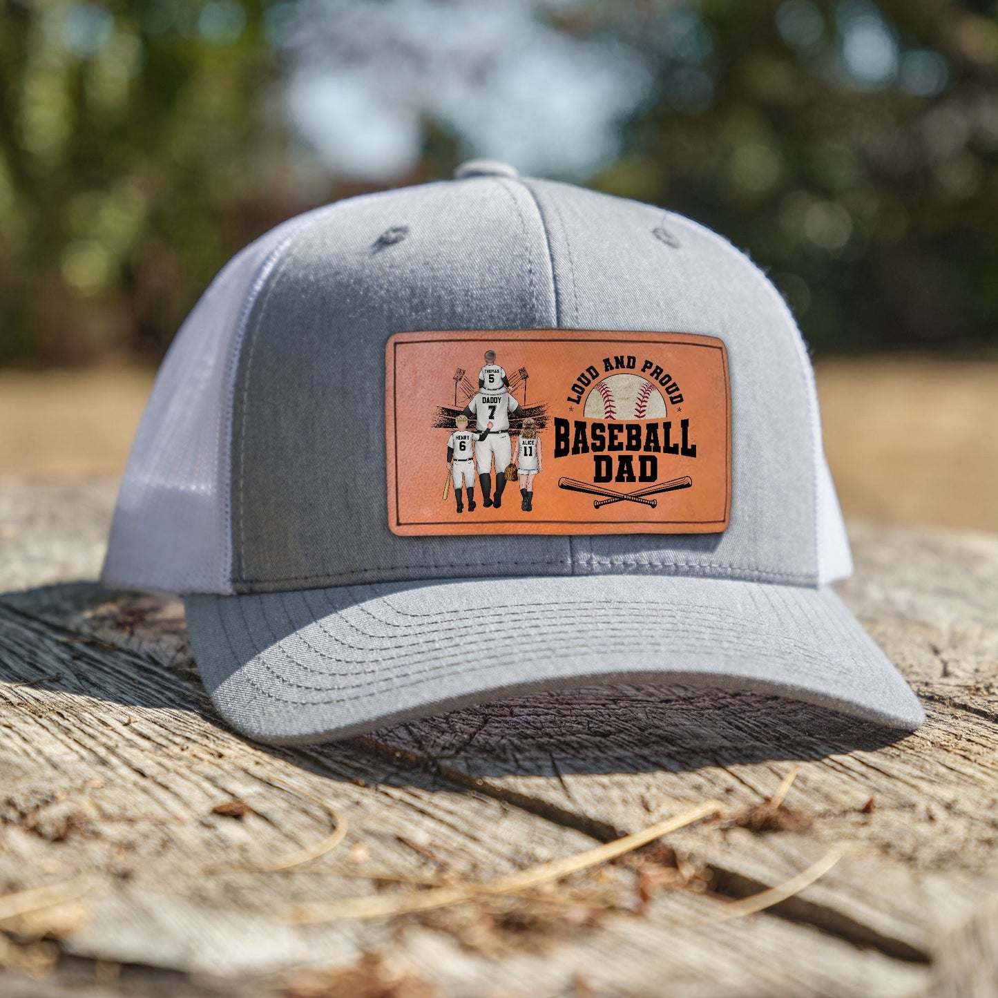 Loud And Proud Baseball Dad - Personalized Leather Patch Hat