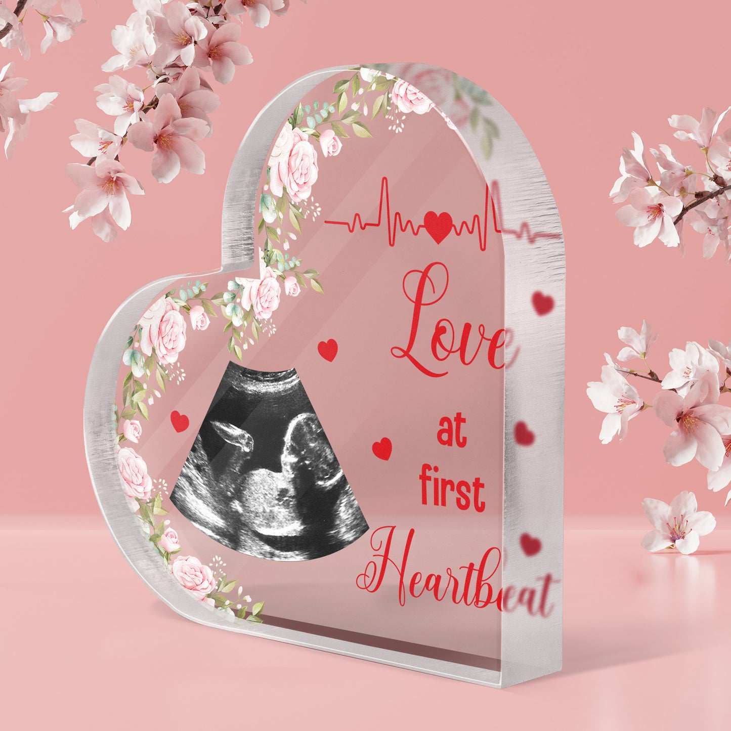 Love At First Heartbeat Baby Ultrasound New Mom - Personalized Photo Acrylic Plaque