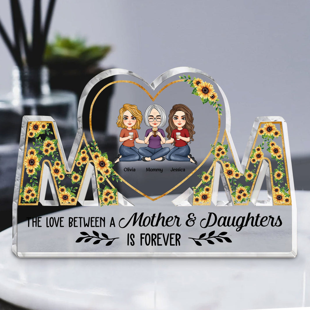 Personalized Mom Heart-Shaped Acrylic Plaque - Up to 4 Daughters - Gift Idea For Mother's Day - Mom And Daughter Forever Linked Together main image 0