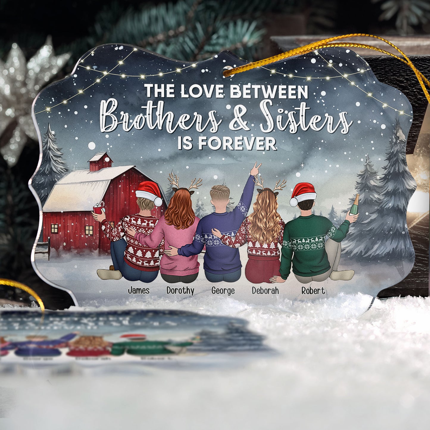 Love Between Brothers & Sisters Is Forever Christmas - Personalized Acrylic Ornament