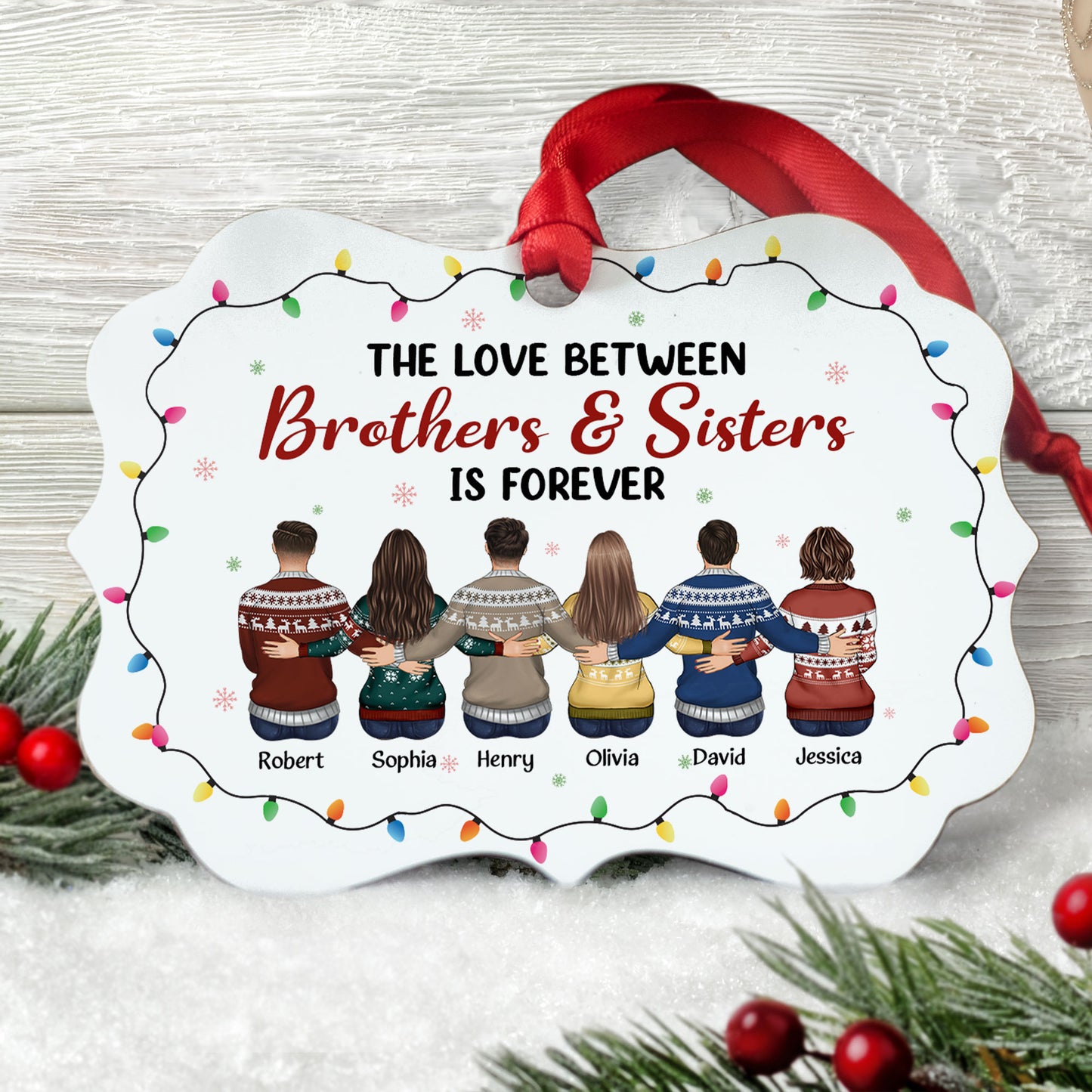 Love Between Brothers & Sisters - Personalized Aluminum Ornament