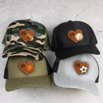 Love Football, Baseball, Softball, Sports - Personalized Leather Patch Hat